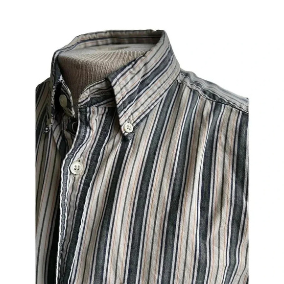  dockers, long sleeve button up shirt, green, yellow, striped size large - Picture 3 of 5